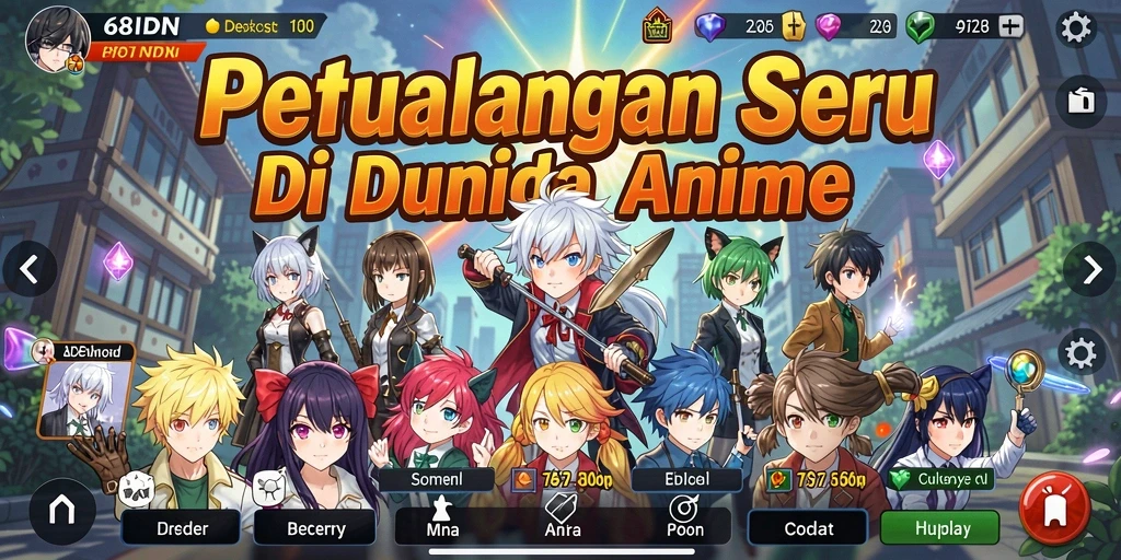 Tampilan gameplay seru di dunia 68IDN yang penuh warna dan karakter menarik.