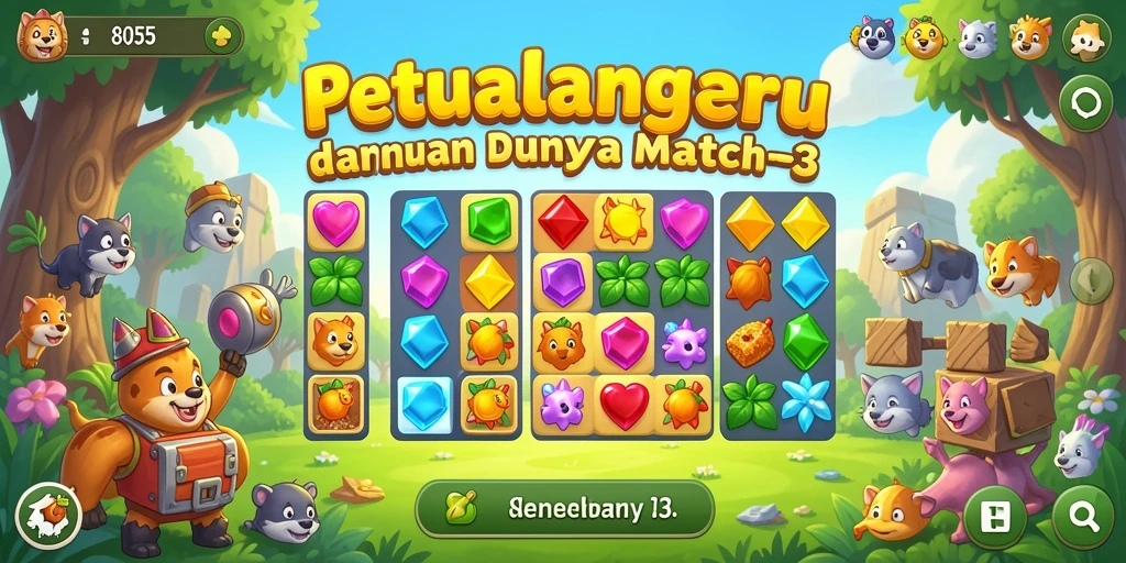 Tampilan gameplay seru dan penuh warna dari 8055.