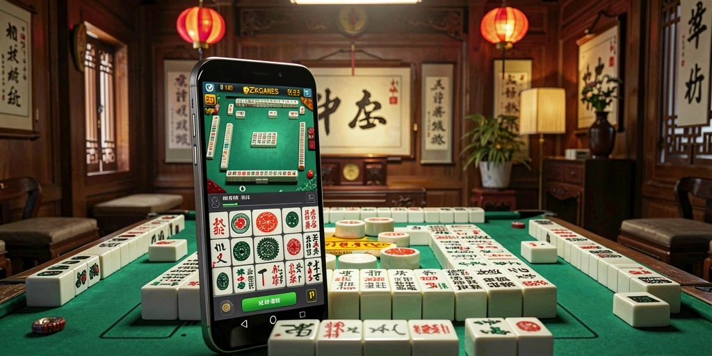 Tampilan gameplay menarik dari 9ZKGAMES saat bermain Mahjong.