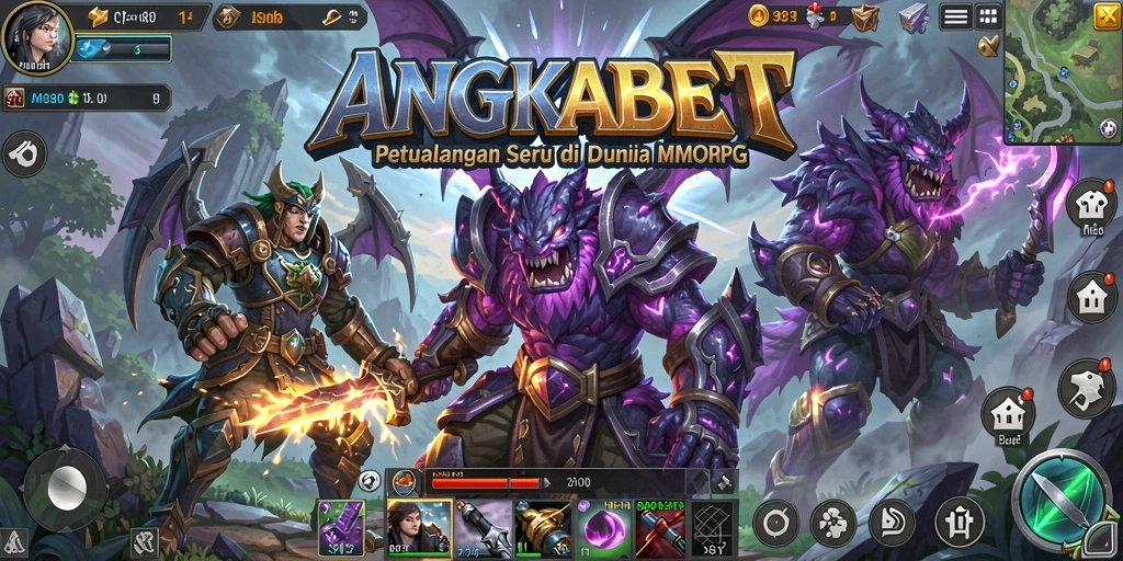 Tampilan gameplay utama ANGKABET dengan pertarungan seru dan grafis menawan.