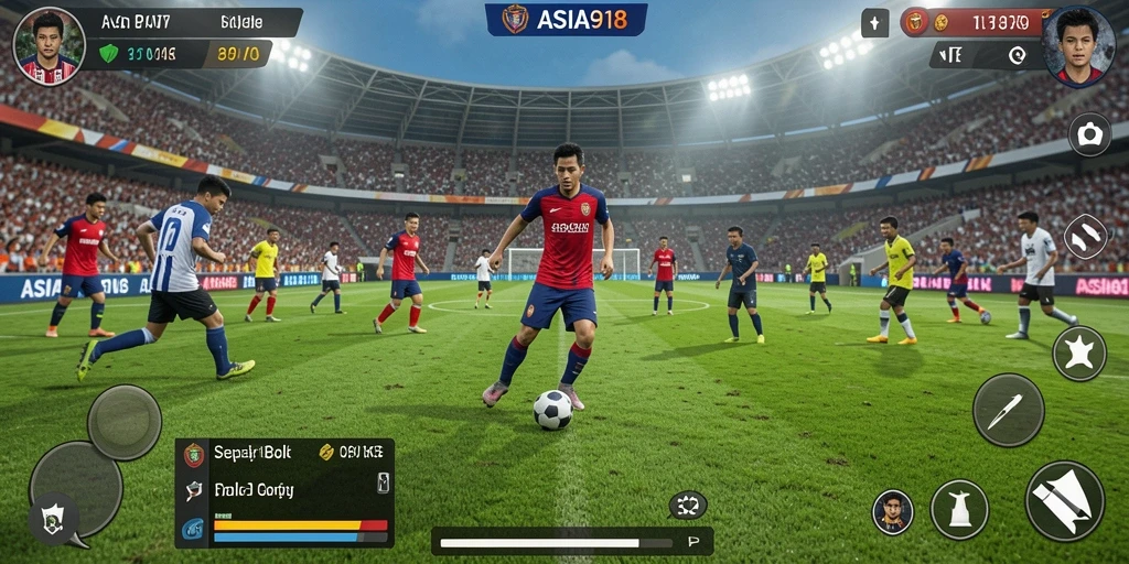 Tampilan permainan ASIA918 yang menegangkan dan penuh aksi sepak bola.