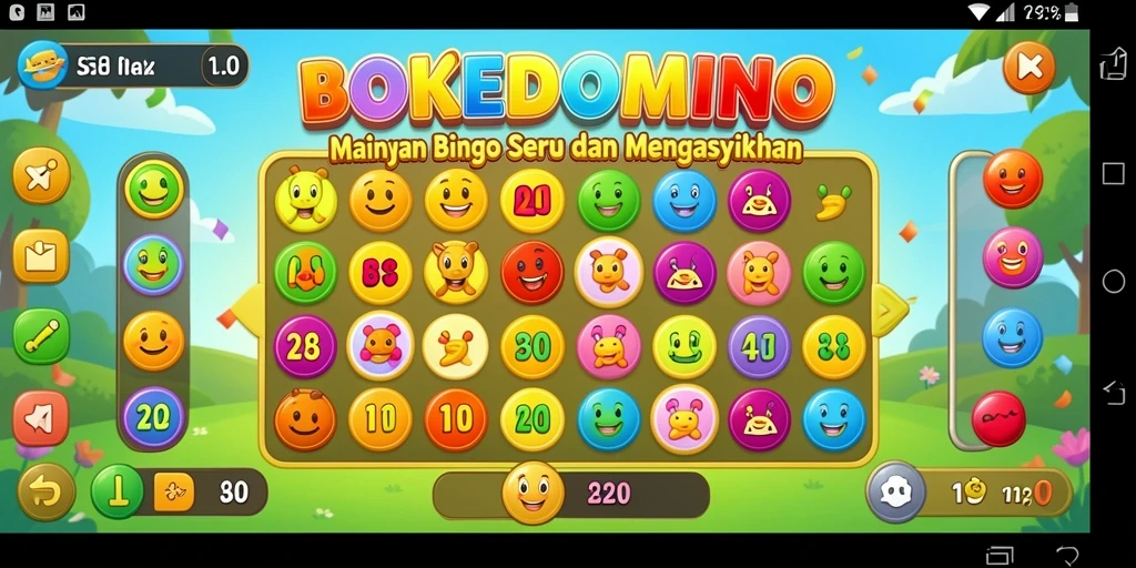 Tampilan gameplay seru di BOKEDOMINO dengan berbagai variasi Bingo.