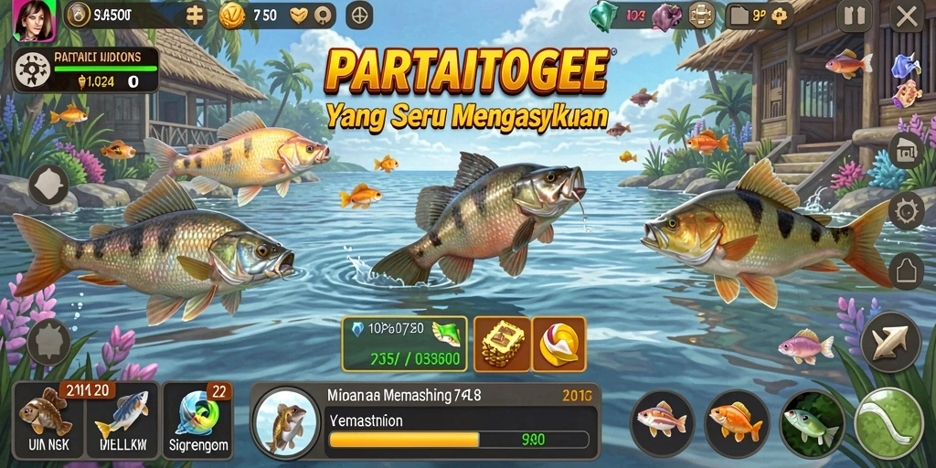 Tampilan gameplay seru di PARTAITOGEL saat menjaring ikan.