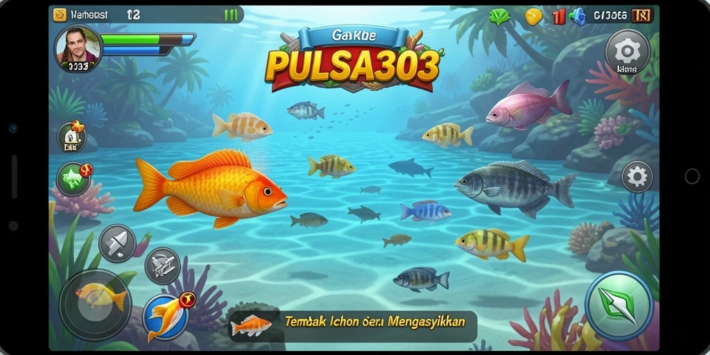 Screenshot PULSA303 menampilkan aksi menembak ikan yang seru dan menegangkan.