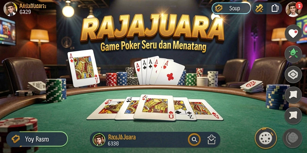 Screenshot gameplay menarik dengan suasana poker yang seru.