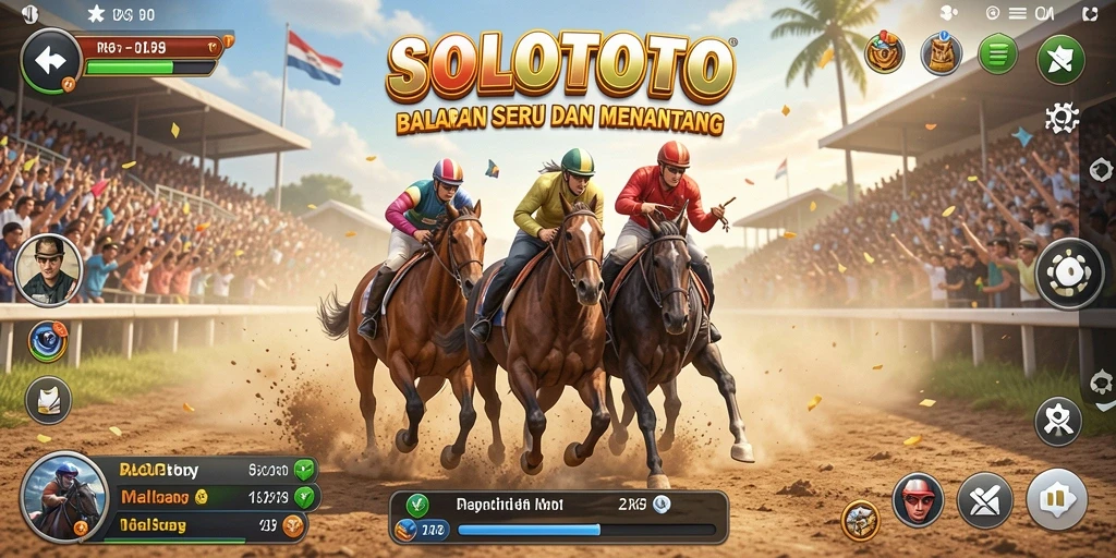 Tampilan gameplay balapan yang seru di SOLOTOTO.