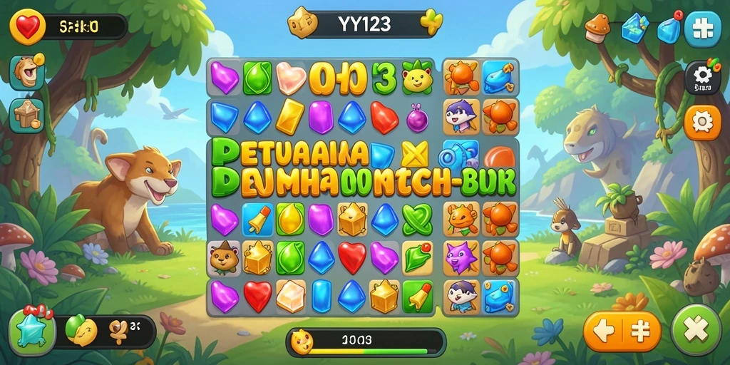 Tangkapan layar YY123 menampilkan gameplay seru dengan elemen warna-warni yang mencolok.